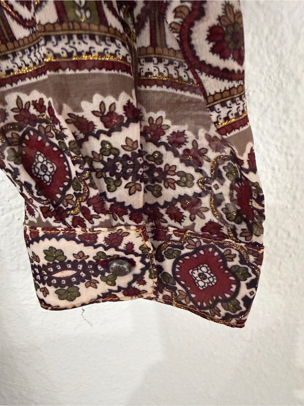 Aratta Burgundy Paisley Button-Front Maxi Dress Crown patch S - Picture 4 of 8